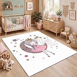 Minibabyrooms Ayda Oturan Kız Desenli Halı
