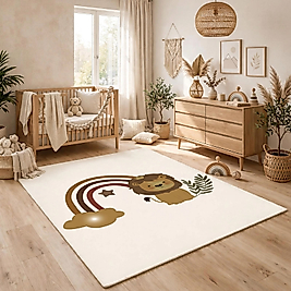 Minibabyrooms Aslan ve Gökkuşağı Desenli Halı