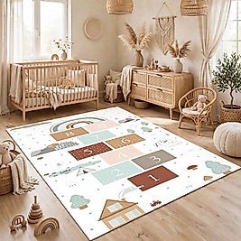Minibabyrooms Sesksek ve Gökkuşağı Desenli Halı