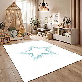 Minibabyrooms Yeşil Yıldız Desenli Halı