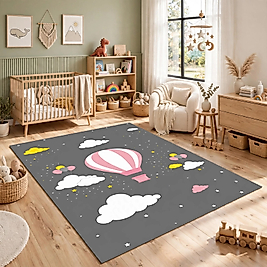 Minibabyrooms Pembe Uçan Balon Desenli Halı