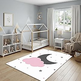 Minibabyrooms Ay Yıldız Bulut Desenli Halı