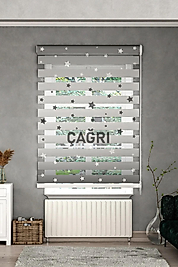 Minibabyrooms Gri Yıldızlar Desenli Zebra Perde
