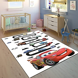 Minibabyrooms Kırmızı Yarış Arabası Desenli Halı