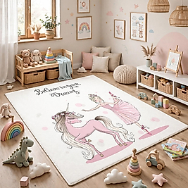 Minibabyrooms Unicorn ve Balerin Desenli Halı