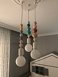 Boncuk avize 3 lü gök kuşağı