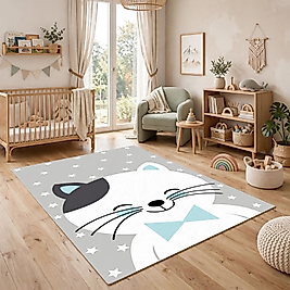 Minibabyrooms Kedicik Kız Desenli Halı