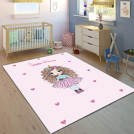 Minibabyrooms Kabarık Saçlı Prenses  Desenli 8 mm Kalınlıkta Çocuk Odası Halısı