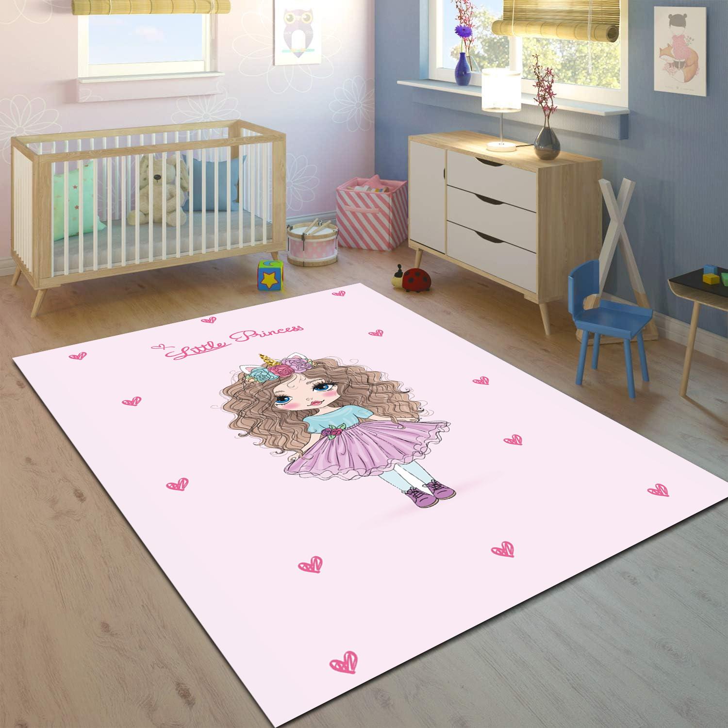 Minibabyrooms Kabarık Saçlı Prenses  Desenli 8 mm Kalınlıkta Çocuk Odası Halısı