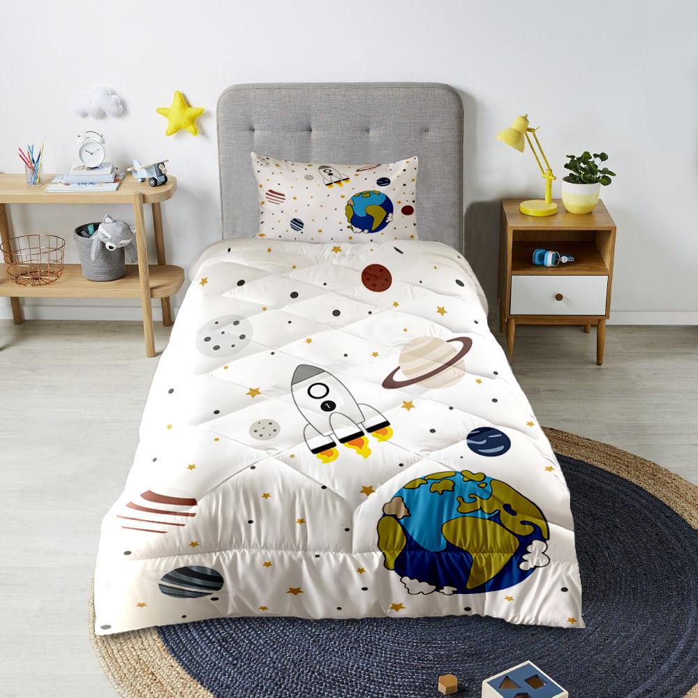 Minibabyrooms  Uzay ve Gezegenler Desenli Kapitone Yorgan