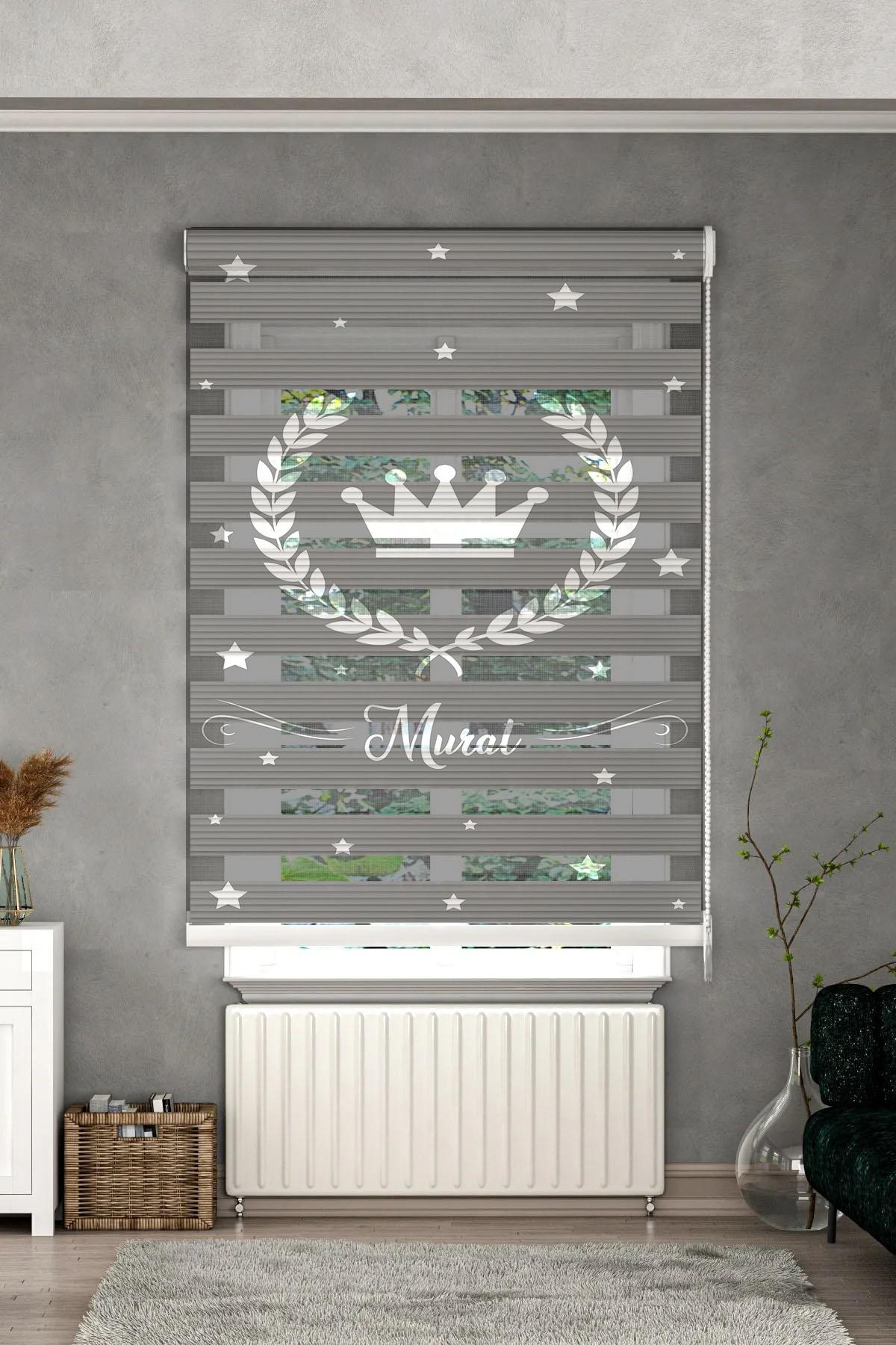 Minibabyrooms  Kral Tacı ve Yıldızlar Desenli Zebra Perde