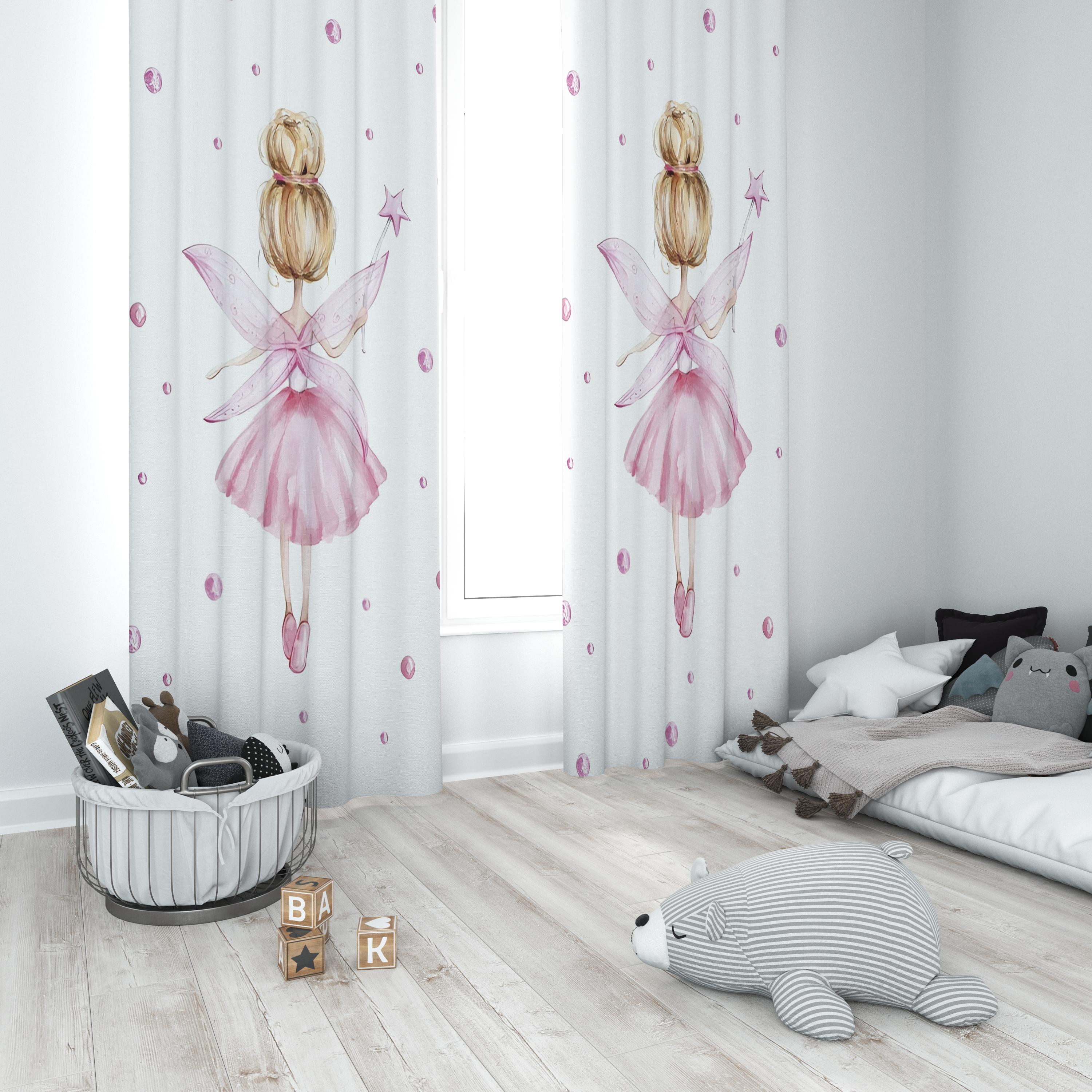 Minibabyrooms  Pembe Peri Temalı Fon Perde