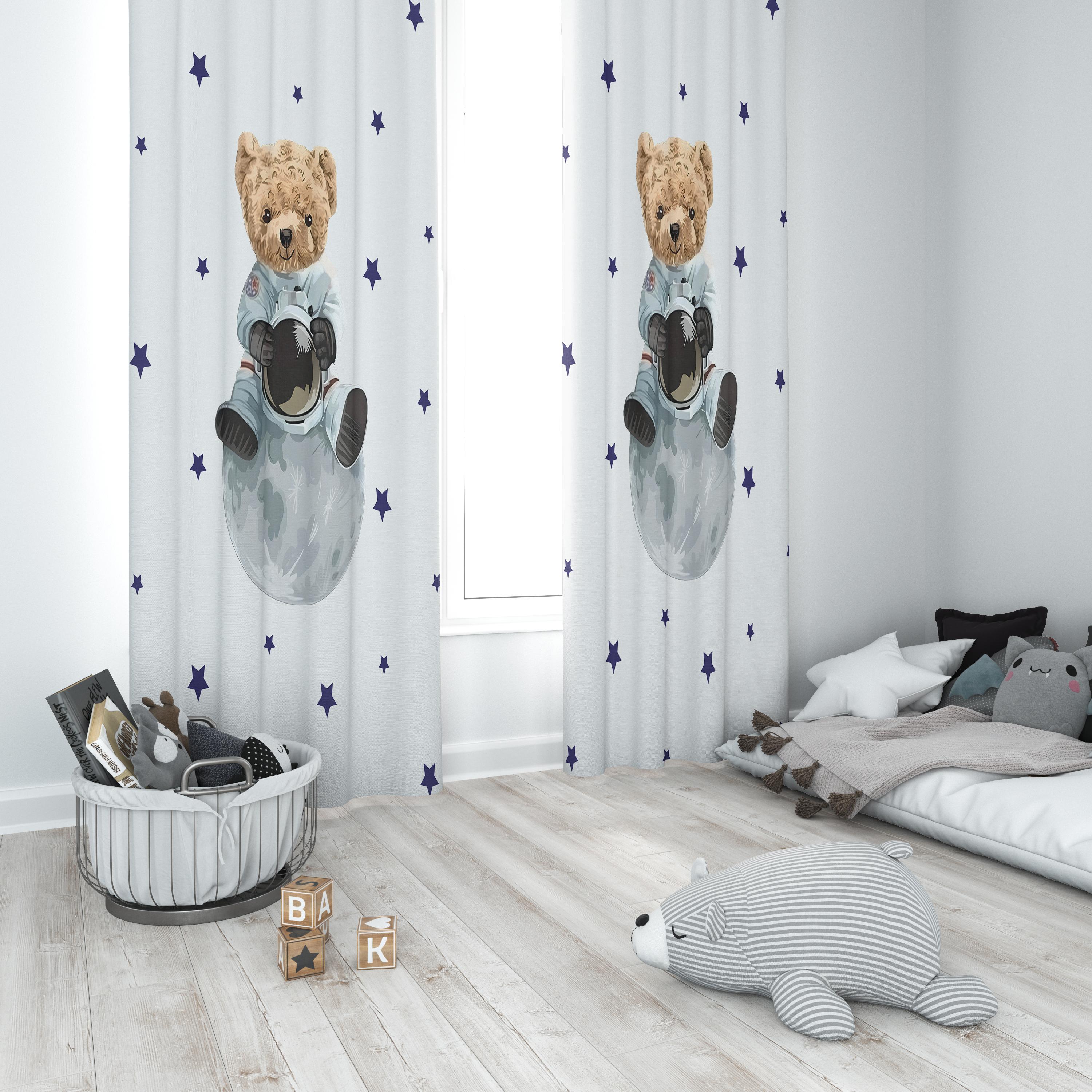 Minibabyrooms Astronot Ayıcık Temalı Fon Perde