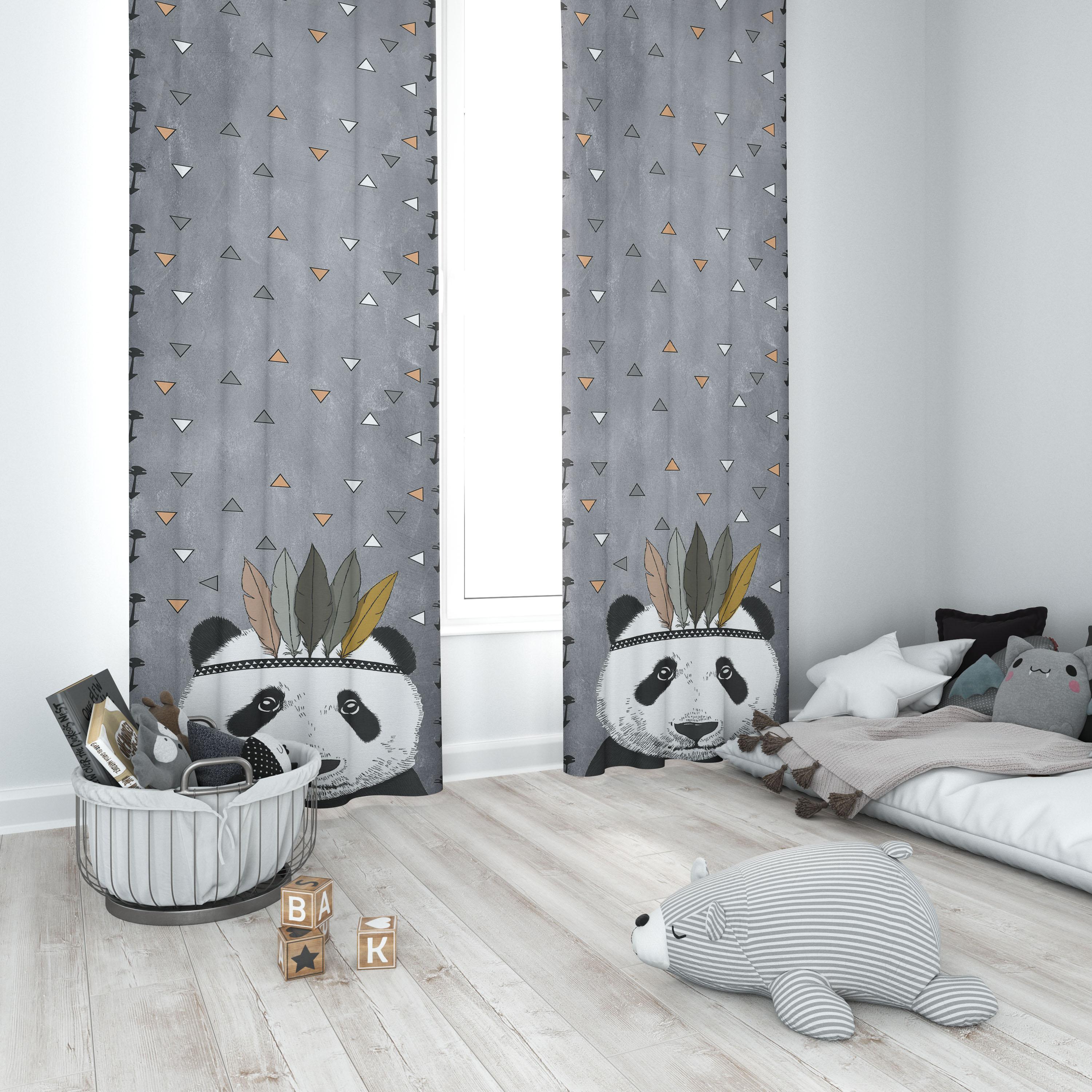 Minibabyrooms Kızılderili Panda Temalı Fon Perde