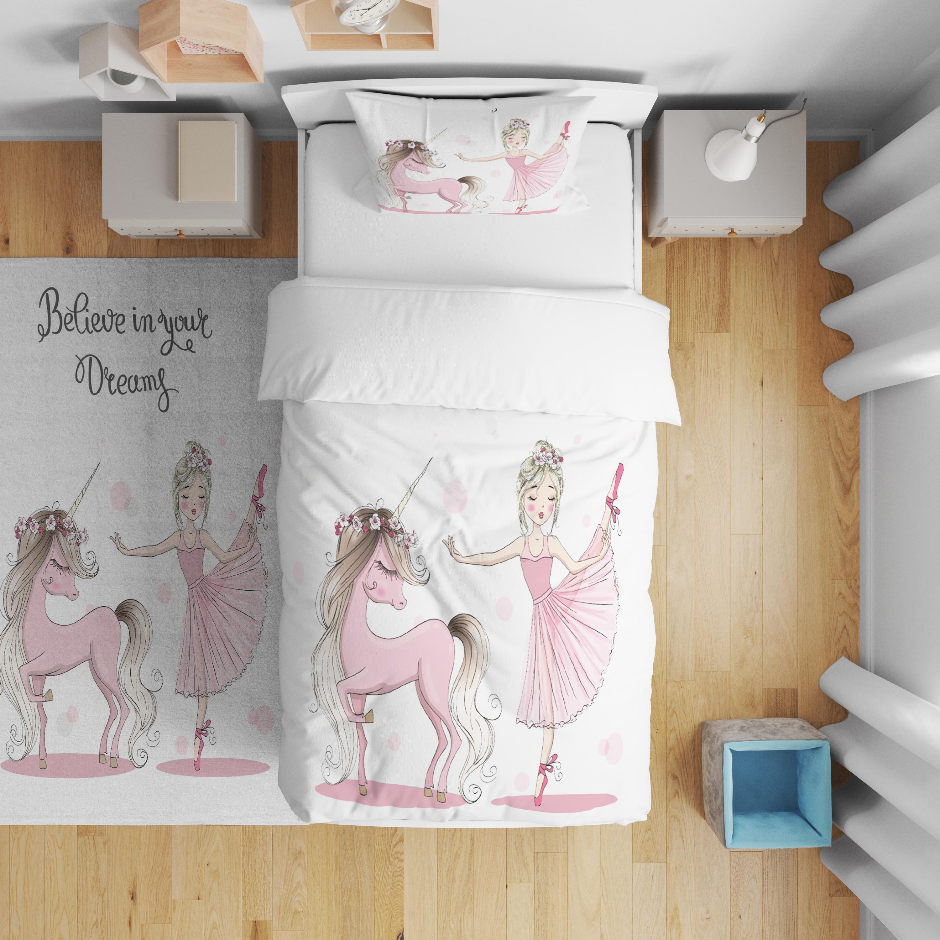 Minibabyrooms  Unicorn ve Balerin Desenli Nevresim Takımı