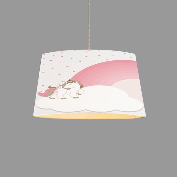 Minibabyroom   Pembe Unicorn ve Gökkuşağı Temalı Çocuk Odası Sarkıt Avize